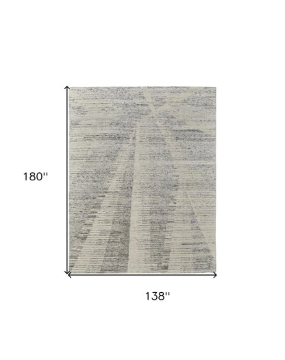 12 x 15 Ivory & Gray Hand Knotted Rug