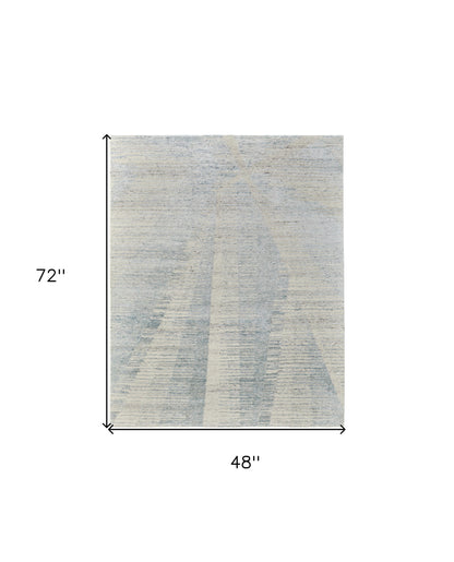4 x 6 Ivory & Blue Hand Knotted Rug