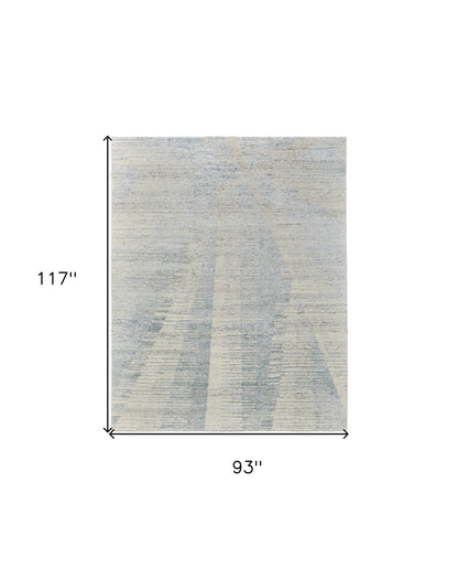 8 x 10 Ivory & Blue Hand Knotted Rug