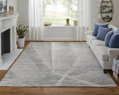 12 x 15 Ivory & Gray Hand Knotted Rug