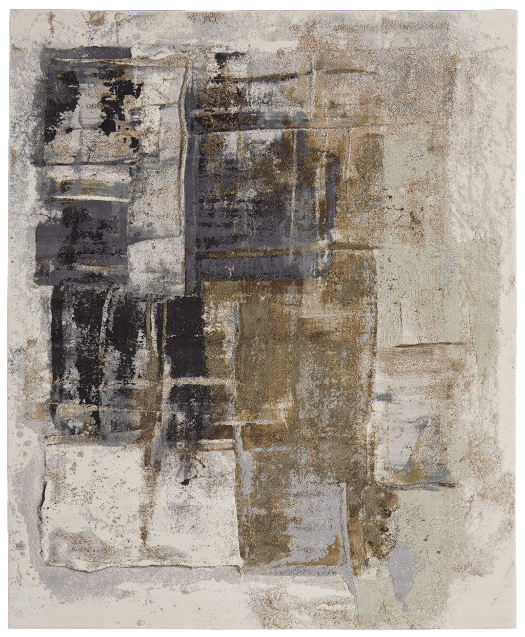 10 x 13 Gray Black & Brown Power Loom Rug