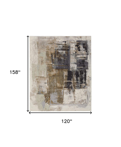 10 x 13 Gray Black & Brown Power Loom Rug