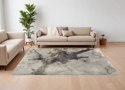 10 x 13 Gray Black & Brown Power Loom Rug
