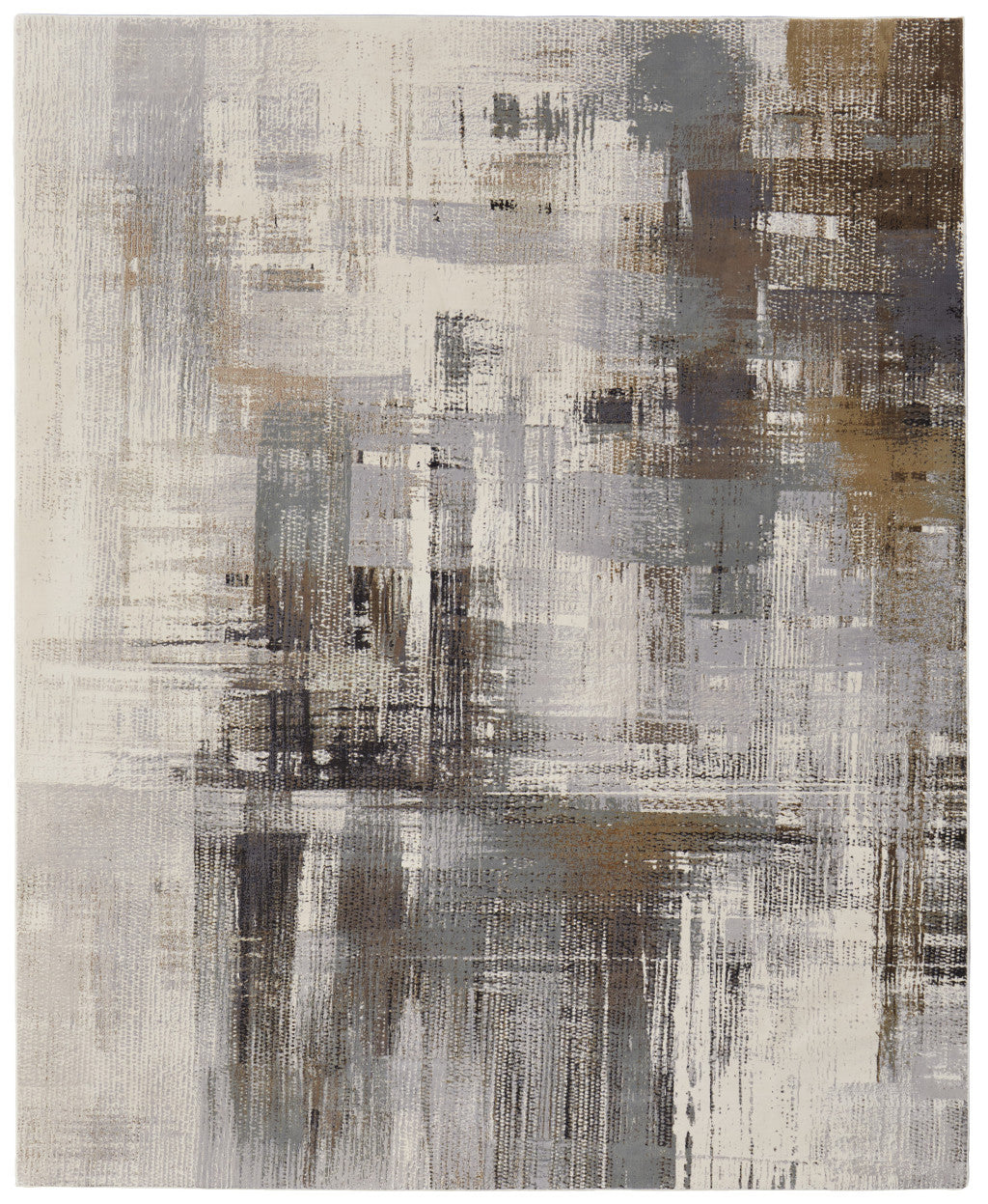 10 x 13 Ivory Gray & Brown Power Loom Rug