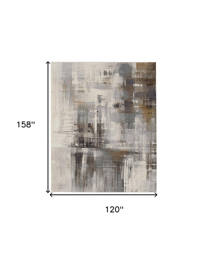 10 x 13 Ivory Gray & Brown Power Loom Rug