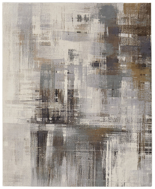 12 x 15 Ivory Gray & Brown Power Loom Rug