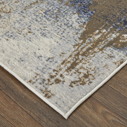 10 x 13 Ivory Blue & Brown Power Loom Rug