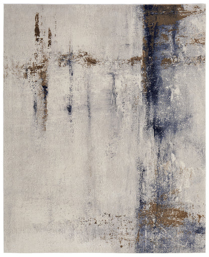 12 x 15 Ivory Blue & Brown Power Loom Rug