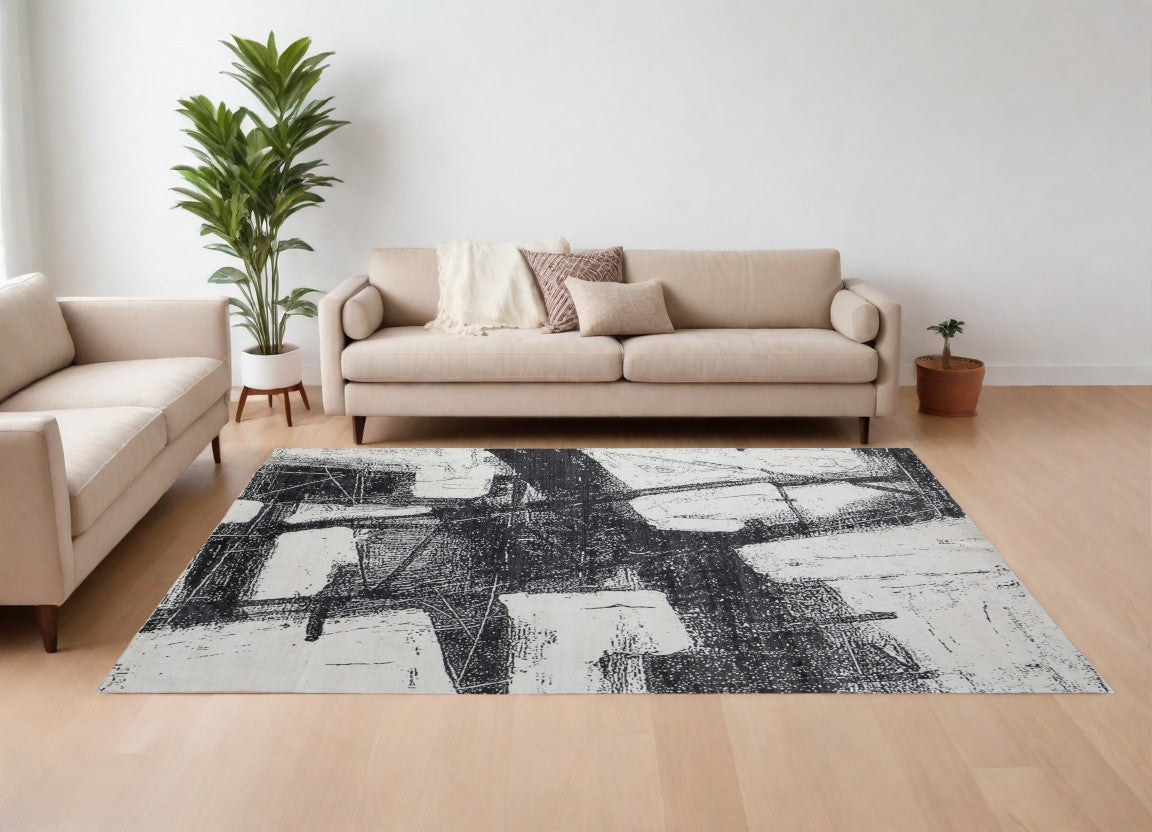 9 x 12 Black & Gray Hand Woven Rug