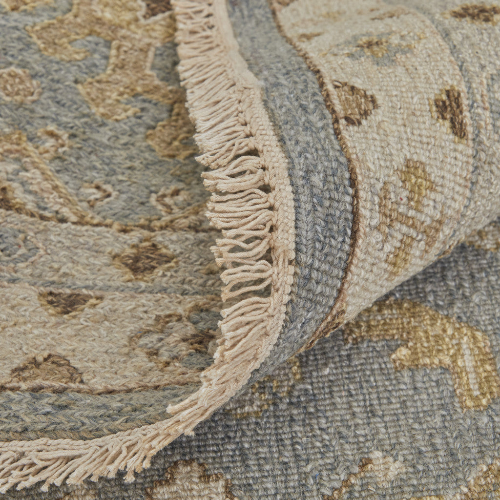 4 x 6 Gray & Ivory Wool Oriental Hand Knotted Rug With Fringe