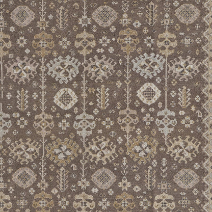 4 x 6 Tan & Brown Wool Oriental Hand Knotted Rug With Fringe