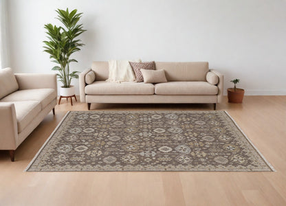 12 x 15 Tan & Brown Wool Oriental Hand Knotted Rug With Fringe