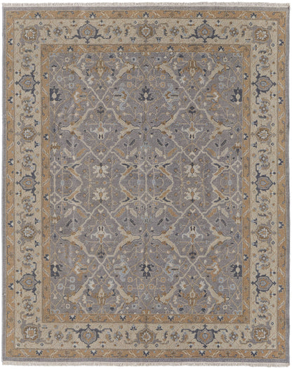 4 x 6 Tan & Gray Wool Oriental Hand Knotted Rug With Fringe
