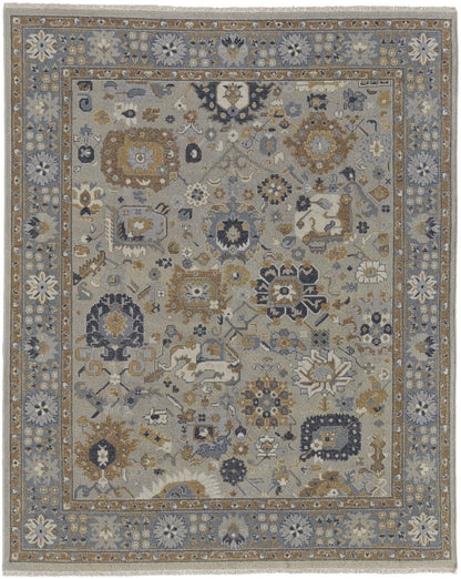 4 x 6 Gray & Brown Wool Oriental Hand Knotted Rug With Fringe