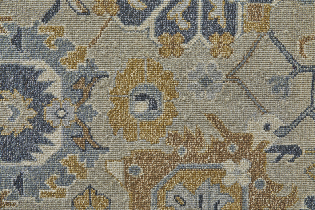 4 x 6 Gray & Brown Wool Oriental Hand Knotted Rug With Fringe