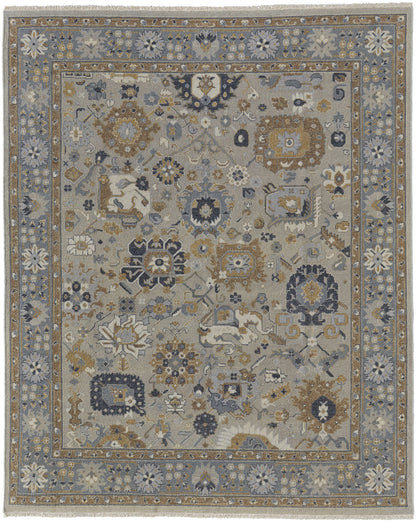 4 x 6 Gray & Brown Wool Oriental Hand Knotted Rug With Fringe