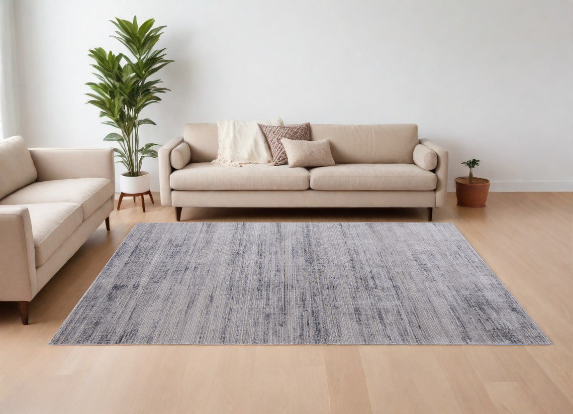 8 x 10 Gray & Ivory Power Loom Rug