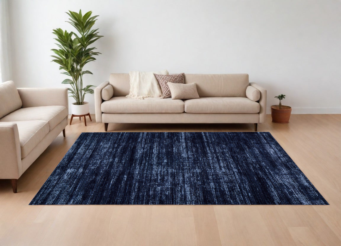 8 x 10 Black & Blue Power Loom Rug