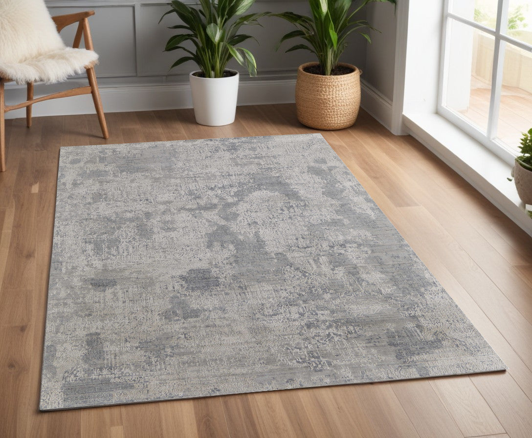 4 x 6 Gray & Silver Hand Woven Rug