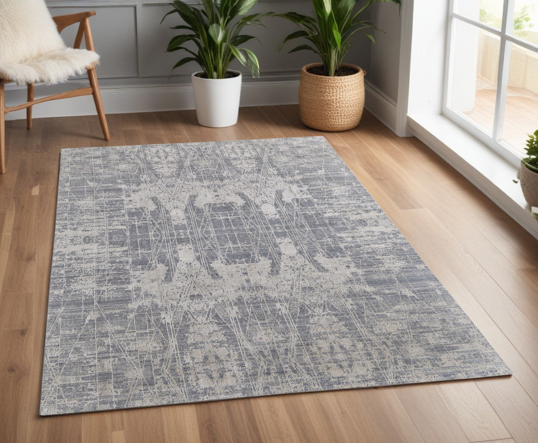 4 x 6 Gray & Silver Hand Woven Rug