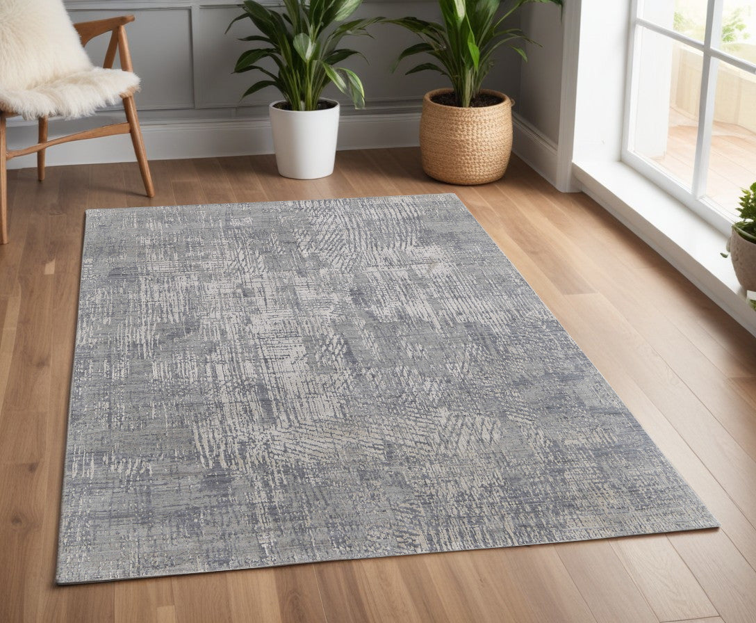 4 x 6 Gray & Silver Hand Woven Rug