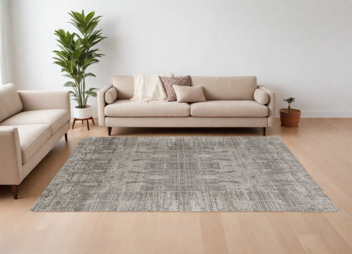 9 x 12 Gray & Silver Hand Woven Rug