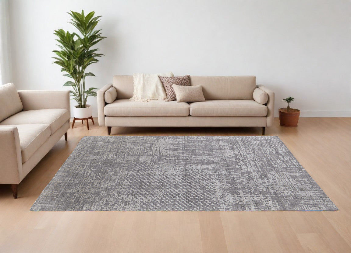 9 x 12 Gray & Silver Hand Woven Rug