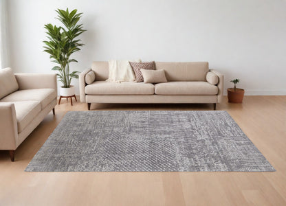 9 x 12 Gray & Silver Hand Woven Rug