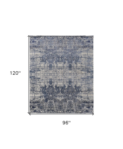 8 x 10 Blue & Ivory Hand Woven Rug