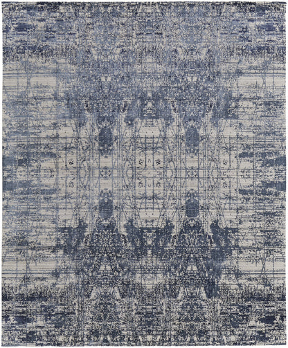 9 x 12 Blue & Ivory Hand Woven Rug
