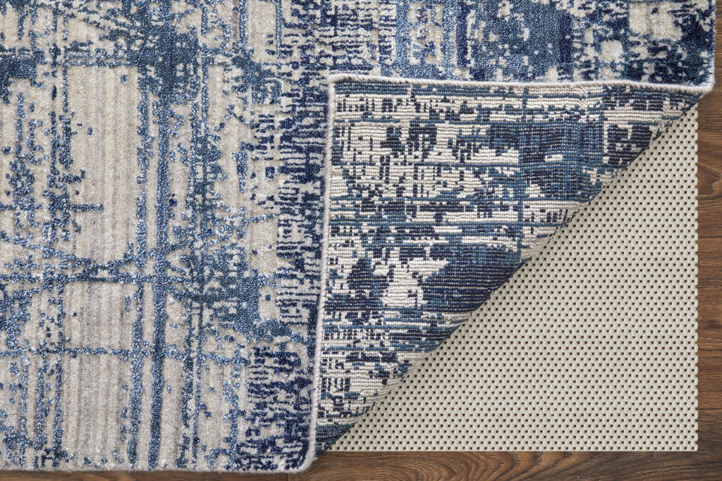 9 x 12 Blue & Ivory Hand Woven Rug