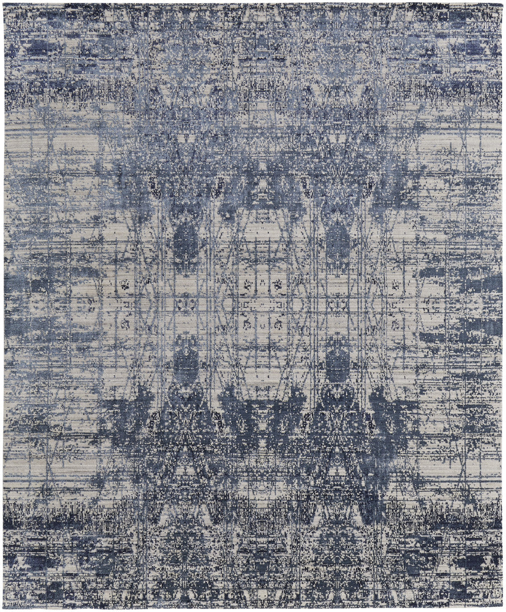 9 x 12 Blue & Ivory Hand Woven Rug
