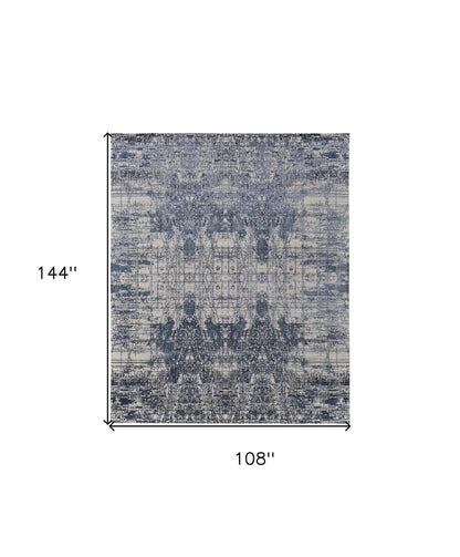9 x 12 Blue & Ivory Hand Woven Rug