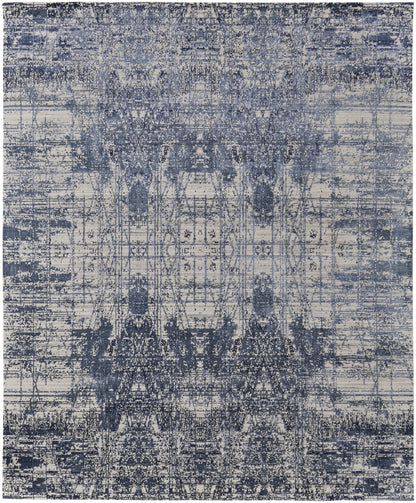 9 x 12 Blue & Ivory Hand Woven Rug