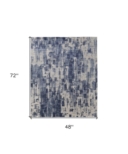 4 x 6 Blue & Ivory Hand Woven Rug