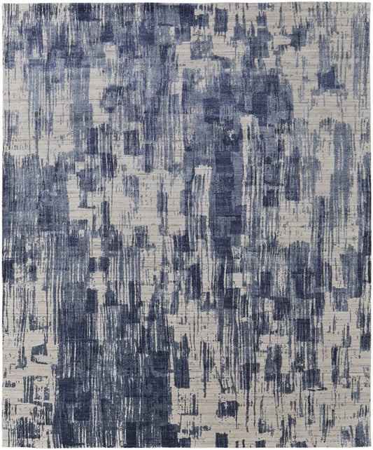 4 x 6 Blue & Ivory Hand Woven Rug