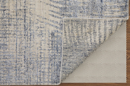 9 x 12 Gray Ivory & Blue Hand Woven Rug