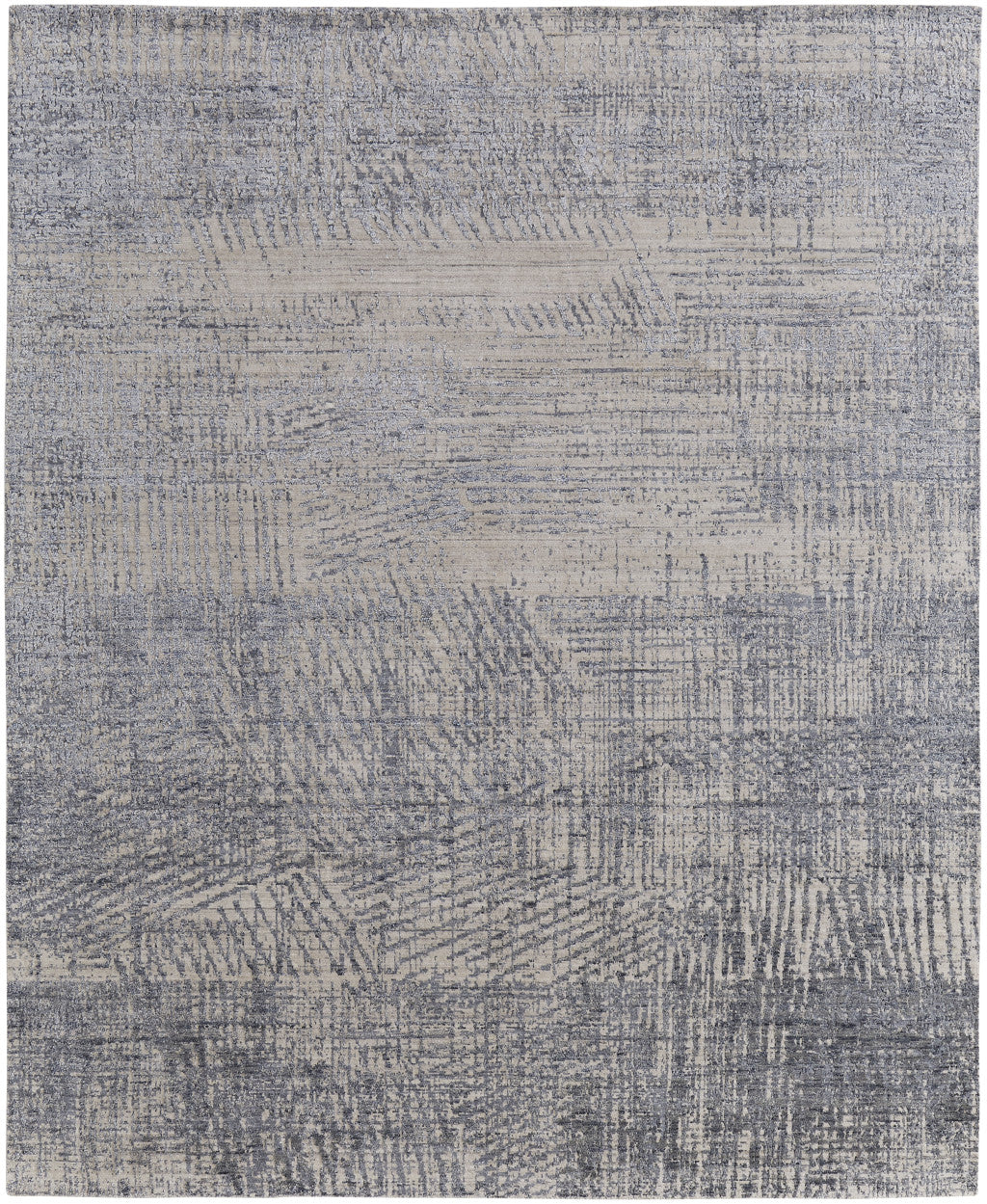 12 x 15 Gray Ivory & Blue Hand Woven Rug