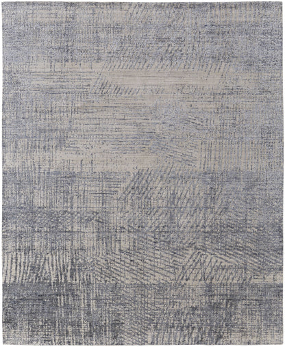 12 x 15 Gray Ivory & Blue Hand Woven Rug