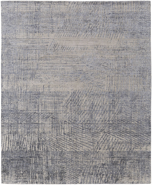 12 x 15 Gray Ivory & Blue Hand Woven Rug