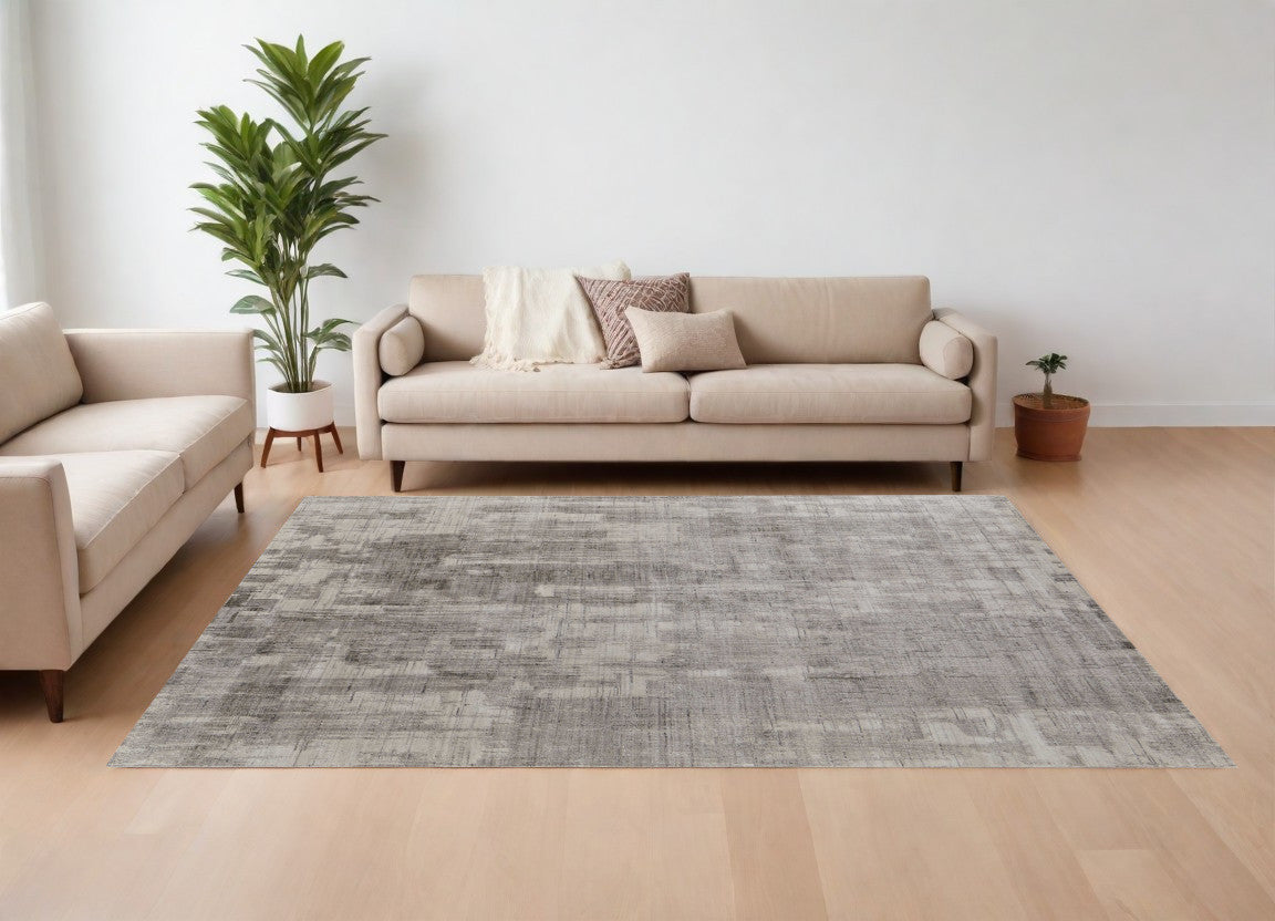 8 x 10 Gray & Ivory Hand Woven Rug