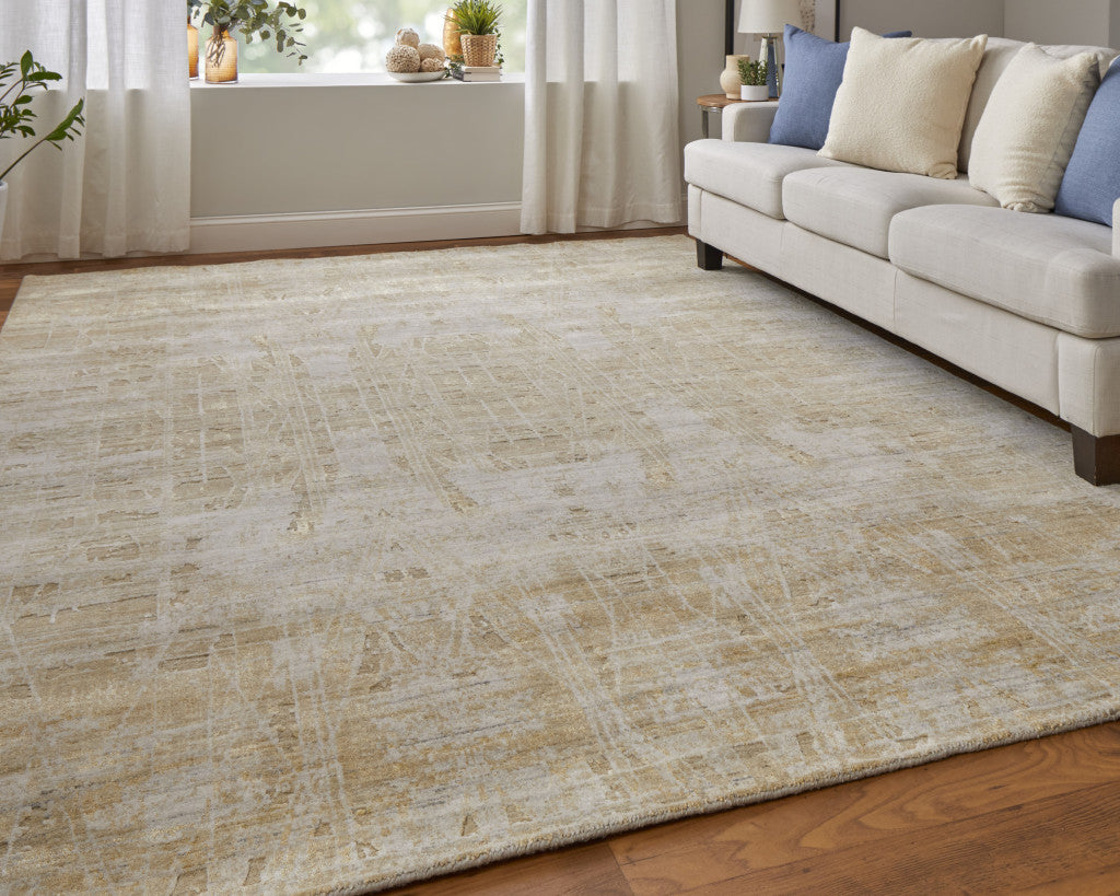 8 x 10 Yellow & Ivory Hand Woven Rug
