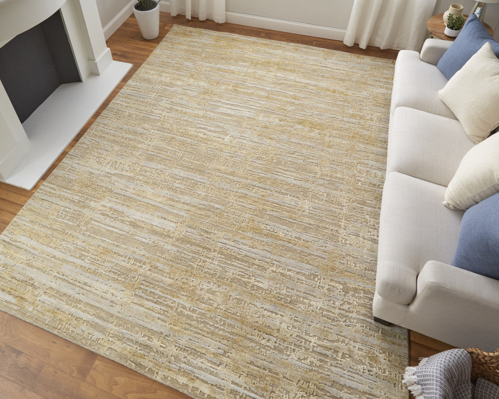 8 x 10 Yellow & Ivory Hand Woven Rug