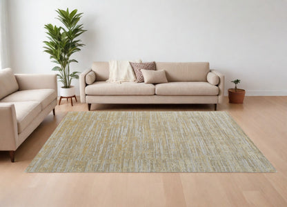9 x 12 Yellow & Ivory Hand Woven Rug