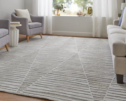 12 x 15 Ivory Geometric Hand Woven Rug