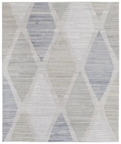 4 x 6 Ivory & Blue Geometric Hand Woven Rug