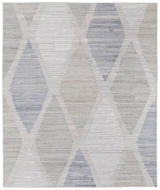 4 x 6 Ivory & Blue Geometric Hand Woven Rug