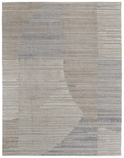 8 x 10 Tan & Blue Hand Woven Rug