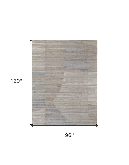 8 x 10 Tan & Blue Hand Woven Rug