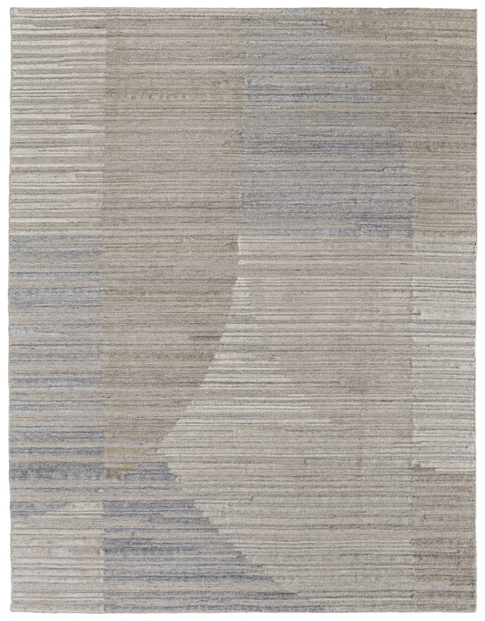 8 x 10 Tan & Blue Hand Woven Rug